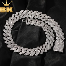 THE BLING KING 20mm Big Heavy Cuban Chain Micro Paved 3 Rows Cubic Zirconia Prong Link Choker Necklace Hiphop Punk Jewelry