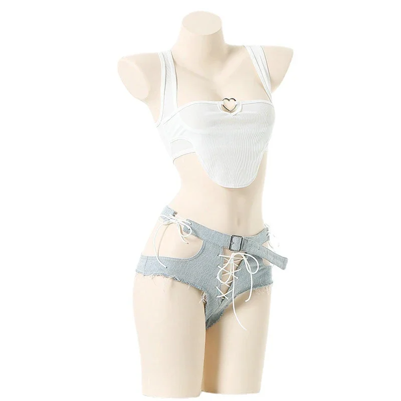 Summer Beach Hot Girl Ripped Denim Shorts Outfits Women Music Festival Party Unifrom Costumes Cosplay 2022 New