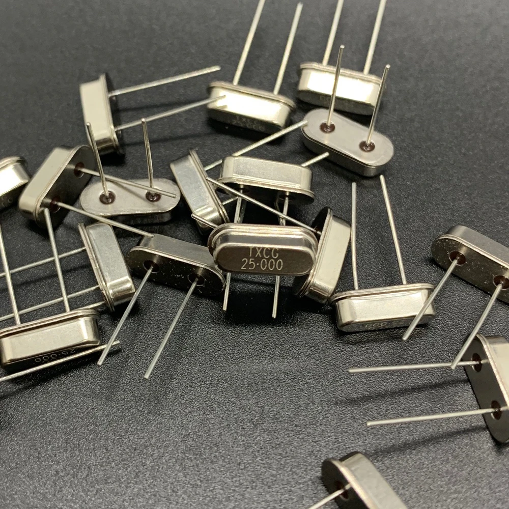 100PCS/ passive crystal oscillator 25.000MHZ 25MHZ 25M HC-49S quartz crystal oscillator straight plug 2-pin crystal genuine