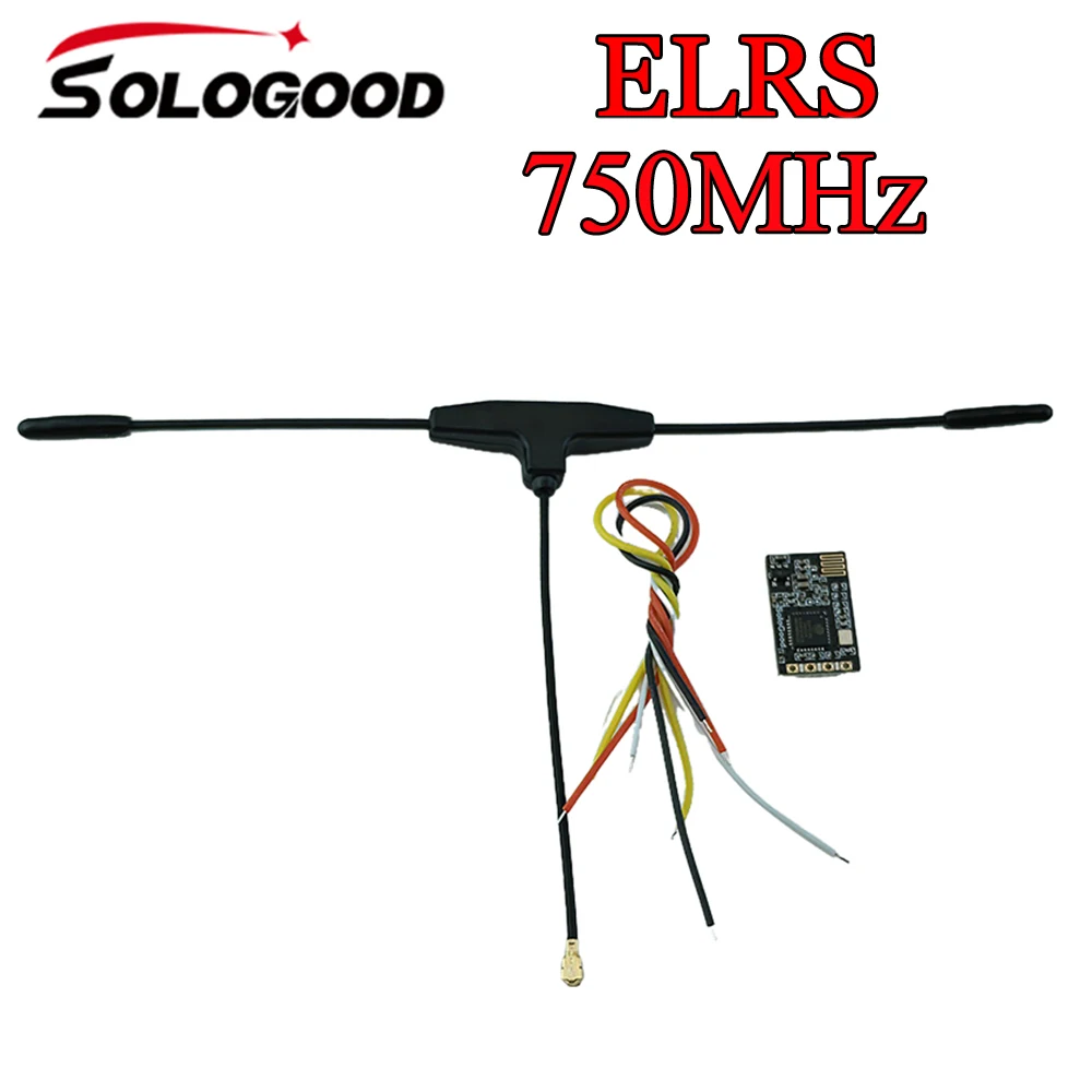 SoloGood Ricevitore ELRS 750 MHz 868 MHz con antenna tipo T MCU ESP8285 50 mW Potenza di telemetria per RC Racing Drone
