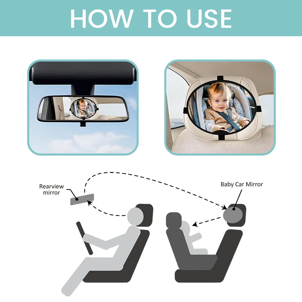 1PC Oval Baby Car Mirror for Rear Facing Infant with Wide Crystal Clear View, Car Rearview Mirror Car Baby Child Reverse Mirror