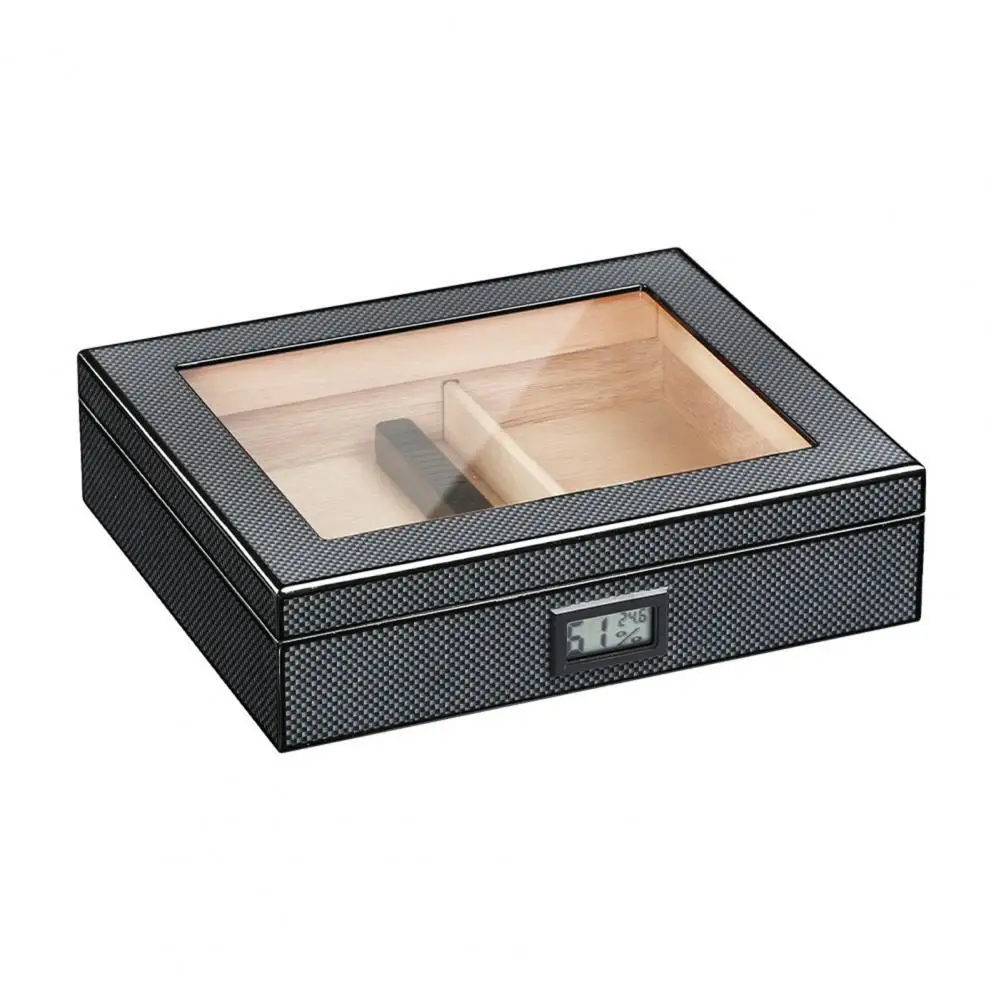 Cigars Storage Case Elegant Cigars Humidor with Electronic Hygrometer Transparent Window for 20 Cigars Dustproof for Enthusiasts