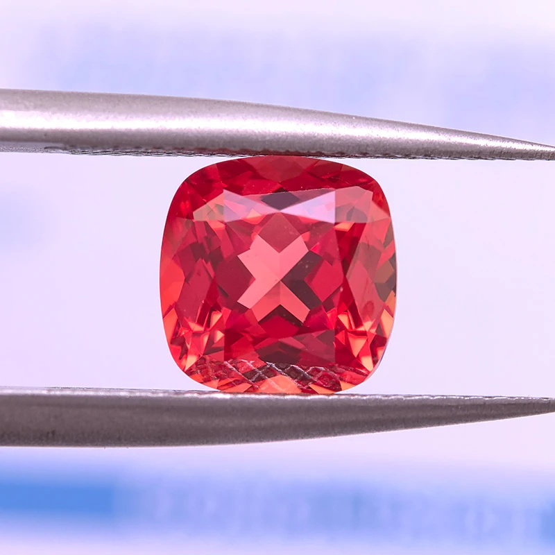 Lab Grown Padparadscha Cushion Cut Fire Lotus Color DIY Charms Jewelry Making Ring Necklace Earrings Main Materials Certificate 5