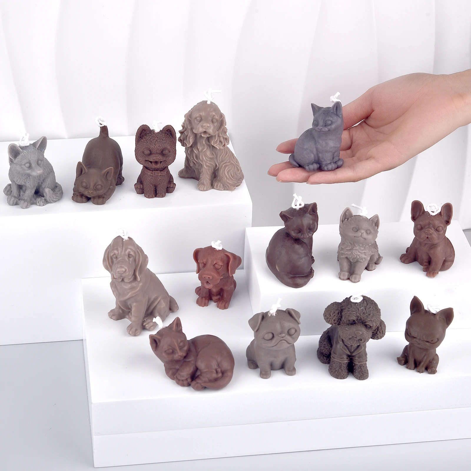 DIY Epoxy Resin Dog Cat Silicone Candle Mold 3D Animal Crafts Resin Gypsum Soap Mold Animal Craft Casting Mold Home Decor Gift