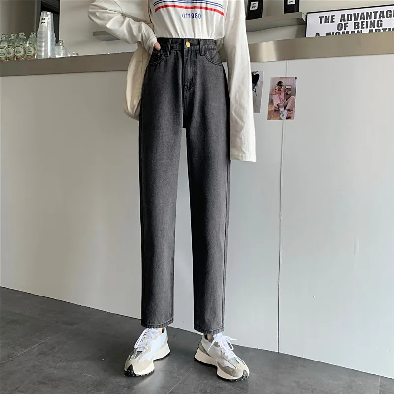 High Waist Straight Leg Denim Jeans Women's Fall New Sle Dad's e Tube Pants Loose Versatile Slimming Trendy INS