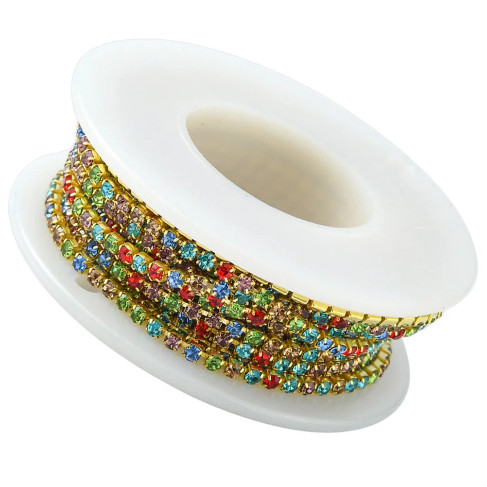 

1 Roll Decorative Rhinestone Chain Trim Flexible Diy Craft Jewelry Clothing Embellishment Sewing Applique Bling Fringe Strip