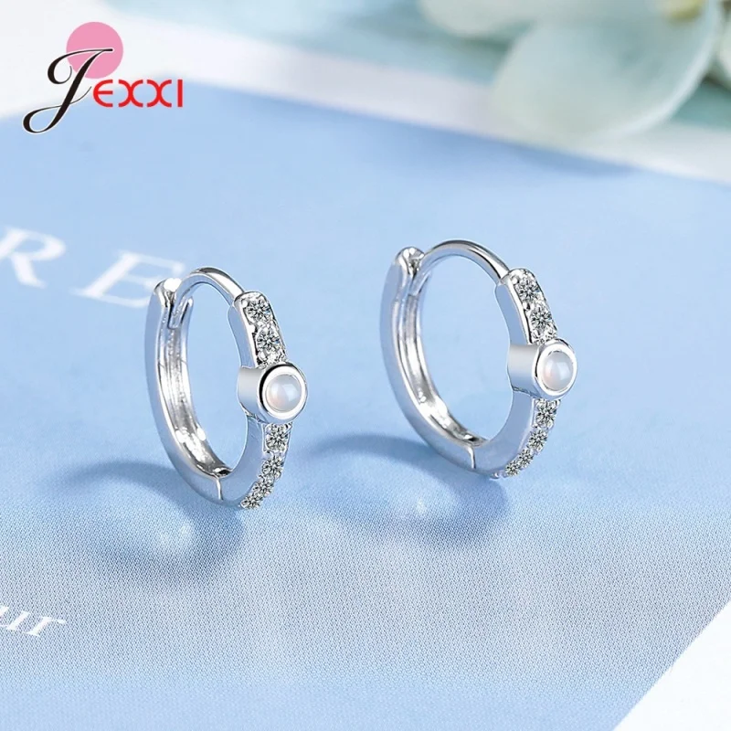 Sterling Silber S925 Exquisite Mondstein Kubikzirkon Ohrringe für Damen Blaue Kristall Geometrische Creolen Luxus Schmuck – Detail 4