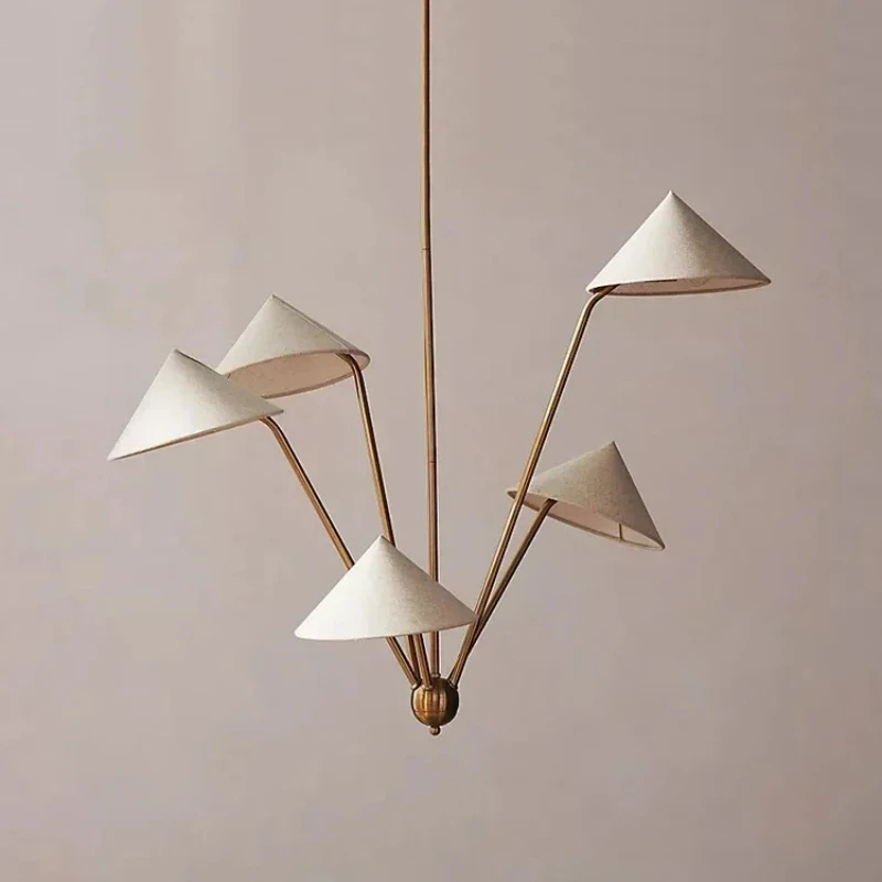 

Japanese Wabi Sabi Gold Long Arm Ceiling Pendant Lights White Fabric Chandelier Living Room Kitchen Island Bedroom Hanging Lamps