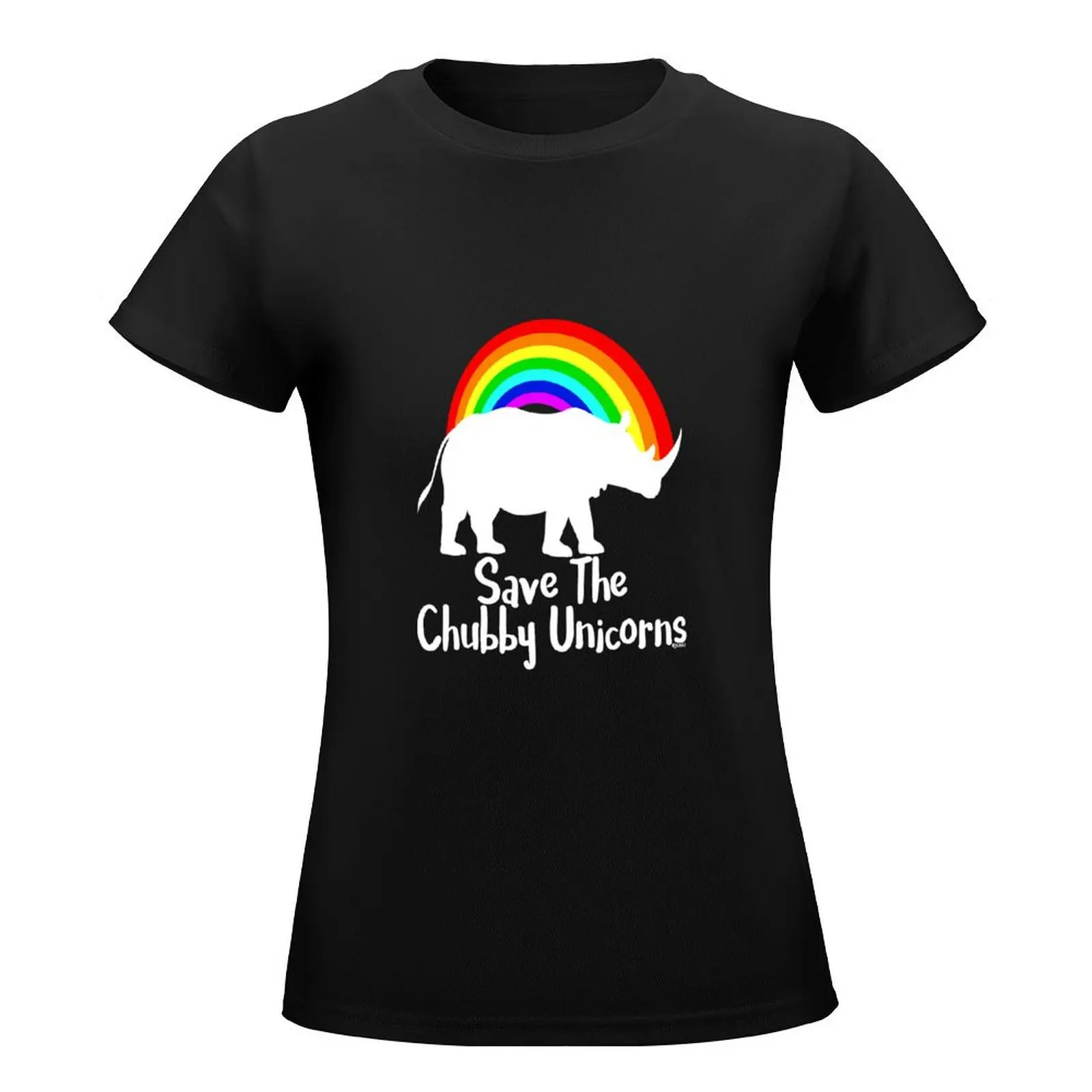 Save The Chubby Unicorns T-Shirt summer top Female clothing lady clothes T-shirt Women