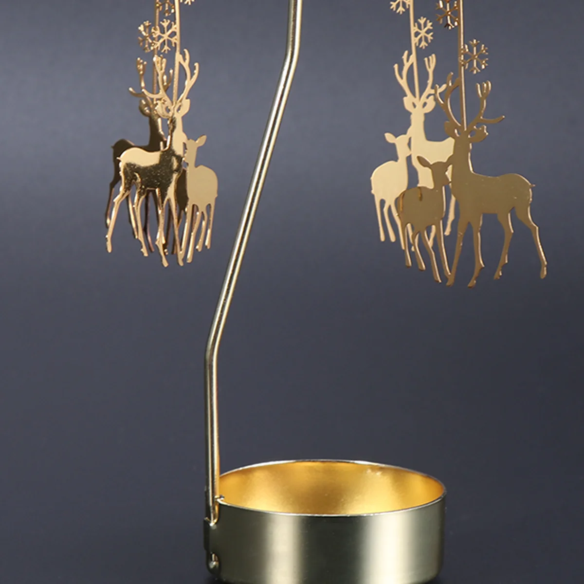 

Rotating Candlestick Golden Light Holder Romantic Snowflake Decor for Home Party Decoration Revolving Holder