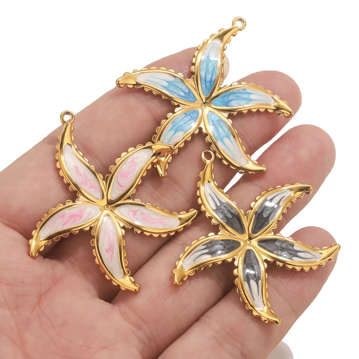 3 قطعة الفولاذ المقاوم للصدأ المينا نجم البحر السحر لصنع المجوهرات نمط البحر لوازم المجوهرات المعلقات القرط إكسسوارات عقد #3