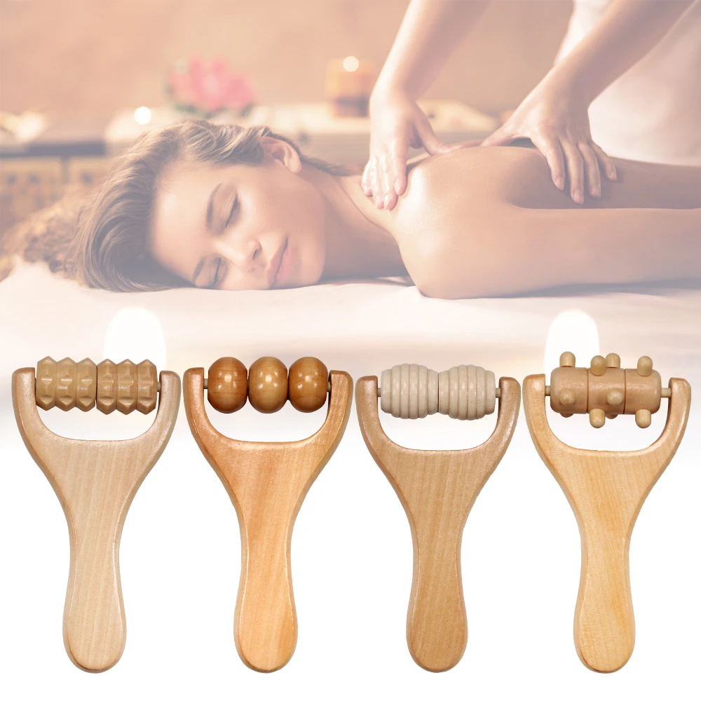

1pc Wooden Massage Roller, Handheld Massager Roller for Full Body Pain Relief, Back, Neck & Shoulder, Pain Acupressure Deep
