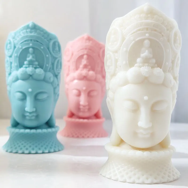 

Silicone mold for Buddha statue, Guanyin candle and fragrance home decorations, handmade Buddha head candle decoration