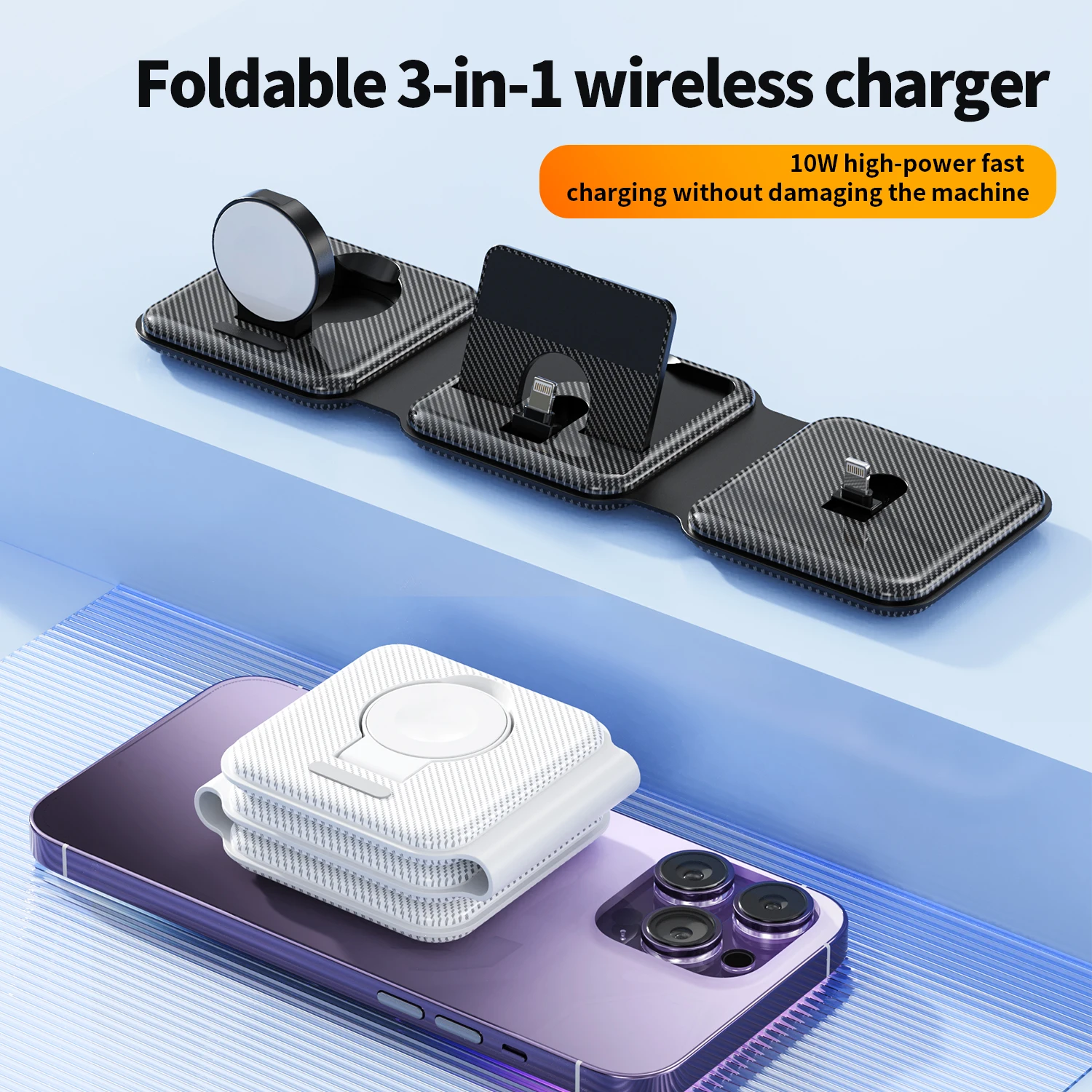 3 in 1ที่ชาร์จไร้สายแบบพับได้สำหรับ iPhone 15 14 13 11 12 PRO MAX แท่นชาร์จแม่เหล็กแบบเร็วสำหรับ Apple Watch 8 7 6 airpod