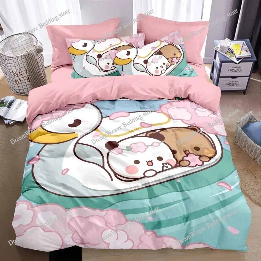 

Комплект постельного белья Kawaii Bubu and Dudu с 3D-печатью в стиле аниме: пододеяльник, одеяло, комплект для односпальной, полуторной, двуспальной, королевской кровати, размеры King и Queen, для детей 74