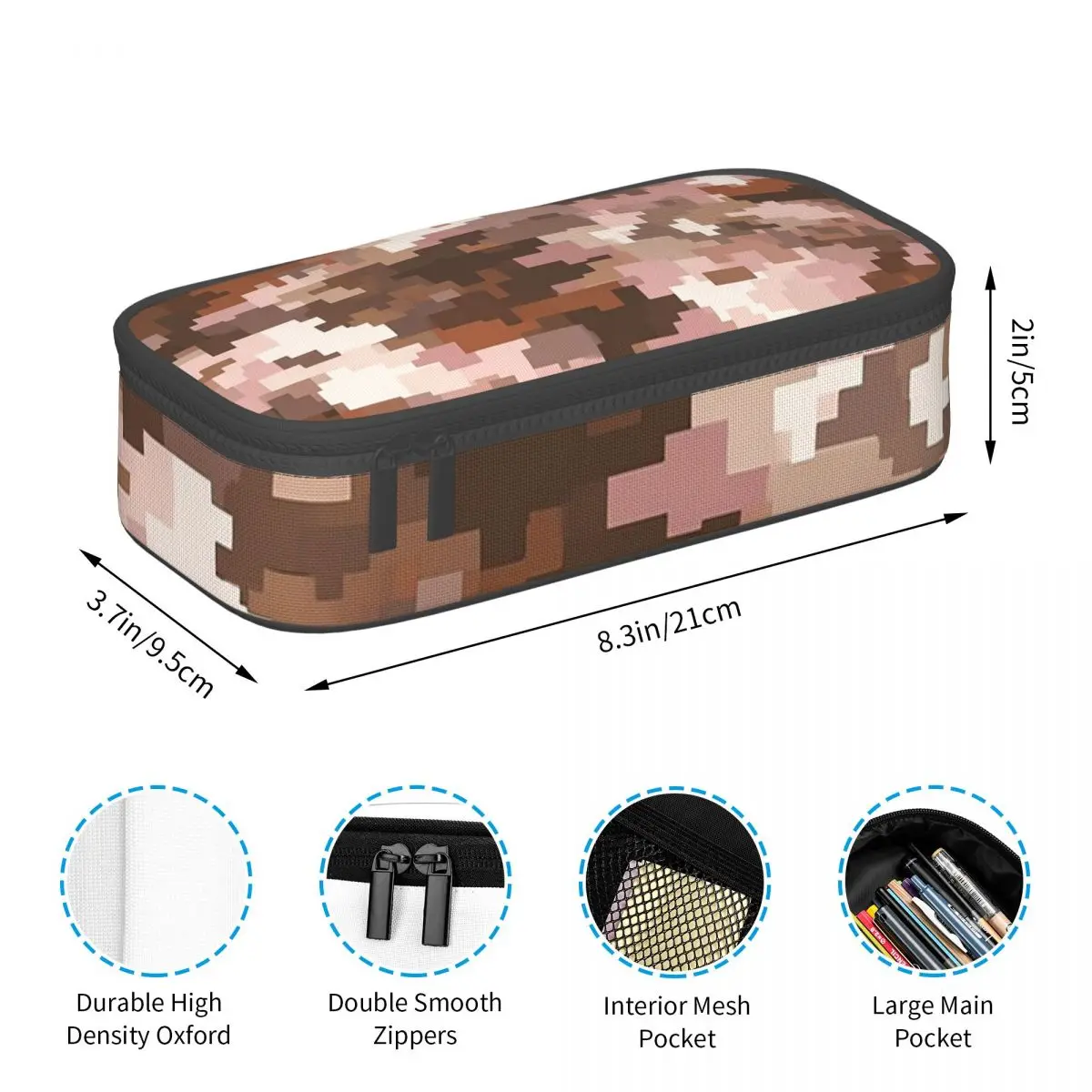 

Pixel Mosaic Camouflage Pencil Case Pencil Pouch Storage Stationery Supplies Large Storage Pen Box Pencil Bag for Students