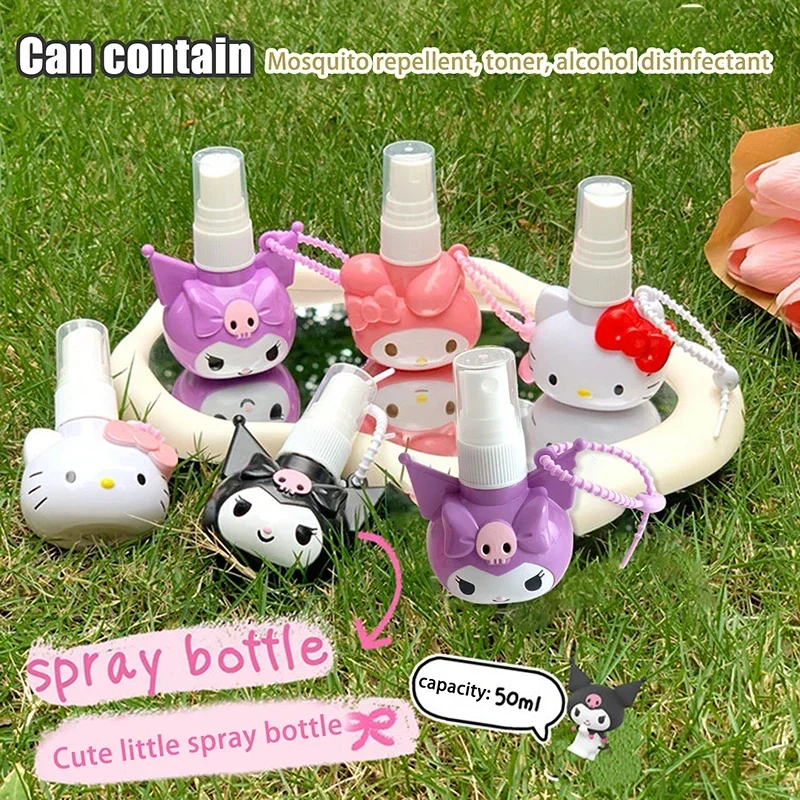

50ml Kawaii Anime Sanrio Spray Bottle Kuromi Cinnamoroll My Melody Student Travel Portable Cosmetics Perfume Alcohol Press Bottl