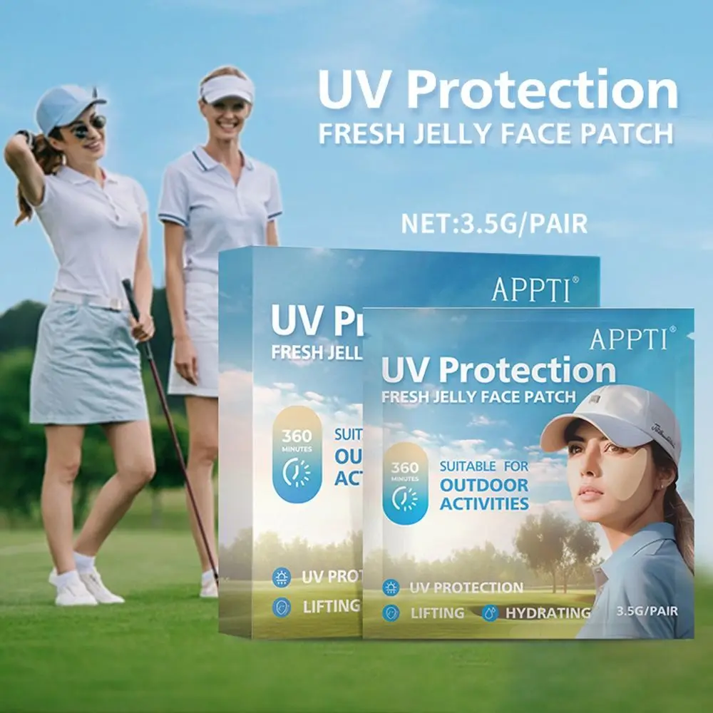 5Pairs/box Golf Sun Protection UV Face Patches Fresh Jelly Moisturing Sun Patches Stickers Sunblock Gel Eye Mask