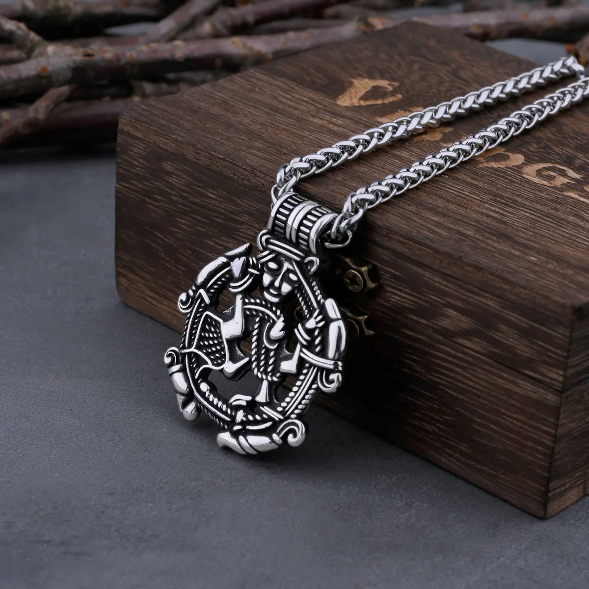 Stainless Steel Viking Valhalla Borre God Amulet Necklace Men's Charm Rune Pendant Scandinavian Nordic Viking Jewelry Gifts