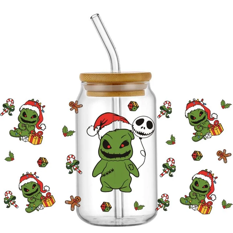 UV DTF Transfer Sticker Christmas Cartoon Series per The 16oz Libbey Glasses Wraps Bottles Cup Sticker fai da te impermeabile