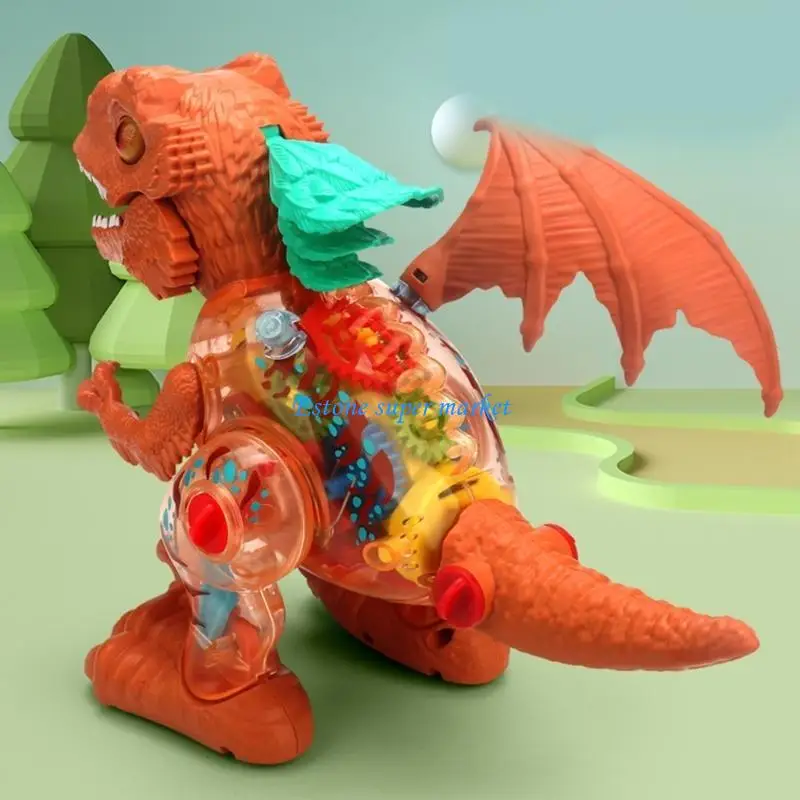 090B لعبة روبوت كهربائي يمشي على شكل ديناصور، لعبة مشي شفافة للأولاد والبنات #5