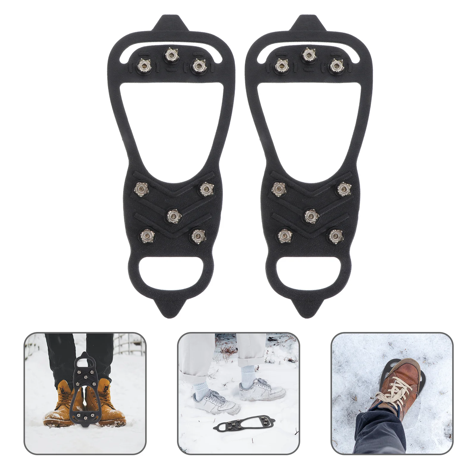 

2Pairs Snow Grips Ice Cleats 8 Teeth Non-Slip Shoe Covers Winter Shoes Outdoor Anti-Skid Crampons Shoe Snow Grips