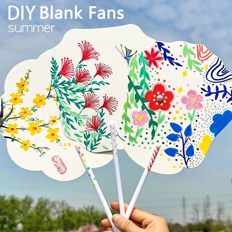 

30 шт. белых вееров для росписи — виниловые заготовки в винтажном стиле с закругленными углами и гладкой поверхностью для граффити, рисования и т.д.