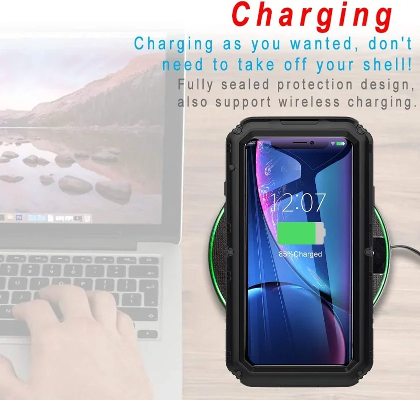 Heavy Duty Military Waterproof Metal Case for iPhone 13 14 11 12 Pro Max XS X XR 8 7 6s Plus Shockproof Dustproof Rugged Cover