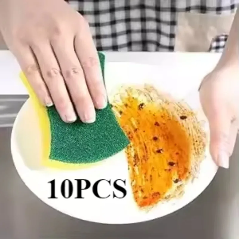

10Pcs Kitchen Dishwashing Sponge Soft Absorbent Clean Rub Pot Rust Scouring Pad Removing Kits Household Cleaning Brush Sponge