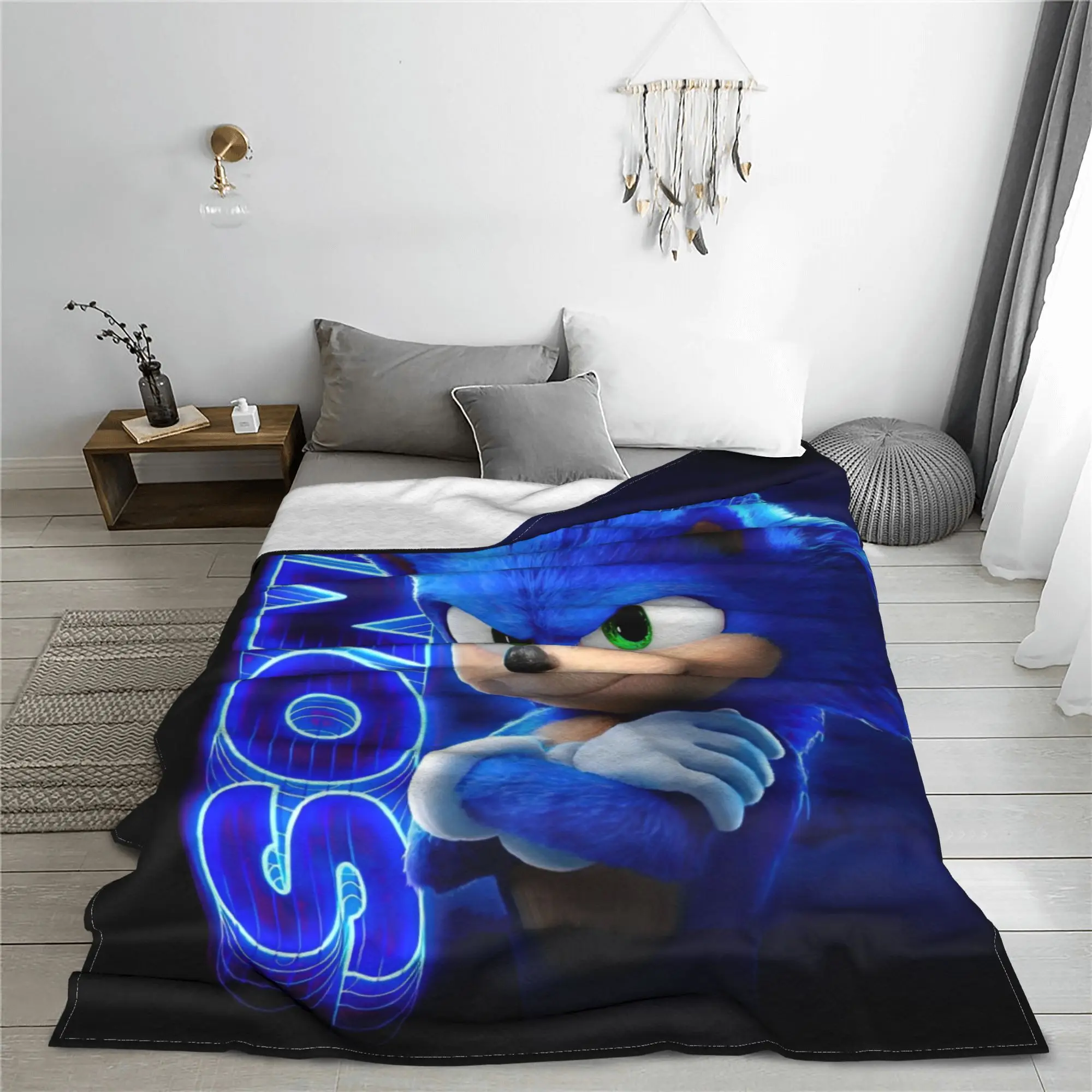 S-Sonics The H-Hedgehogs Blankets Flannel Decoration   Multifunction Super Soft Throw Blankets for Sofa Bedroom Bedspreads