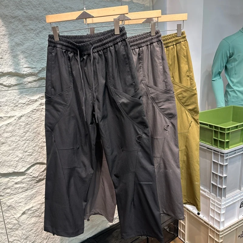 

Outdoor Functional Retro Work Pants with Large kets Straight Leg Casual Trousers Patchwork Loose Fit Street Sle