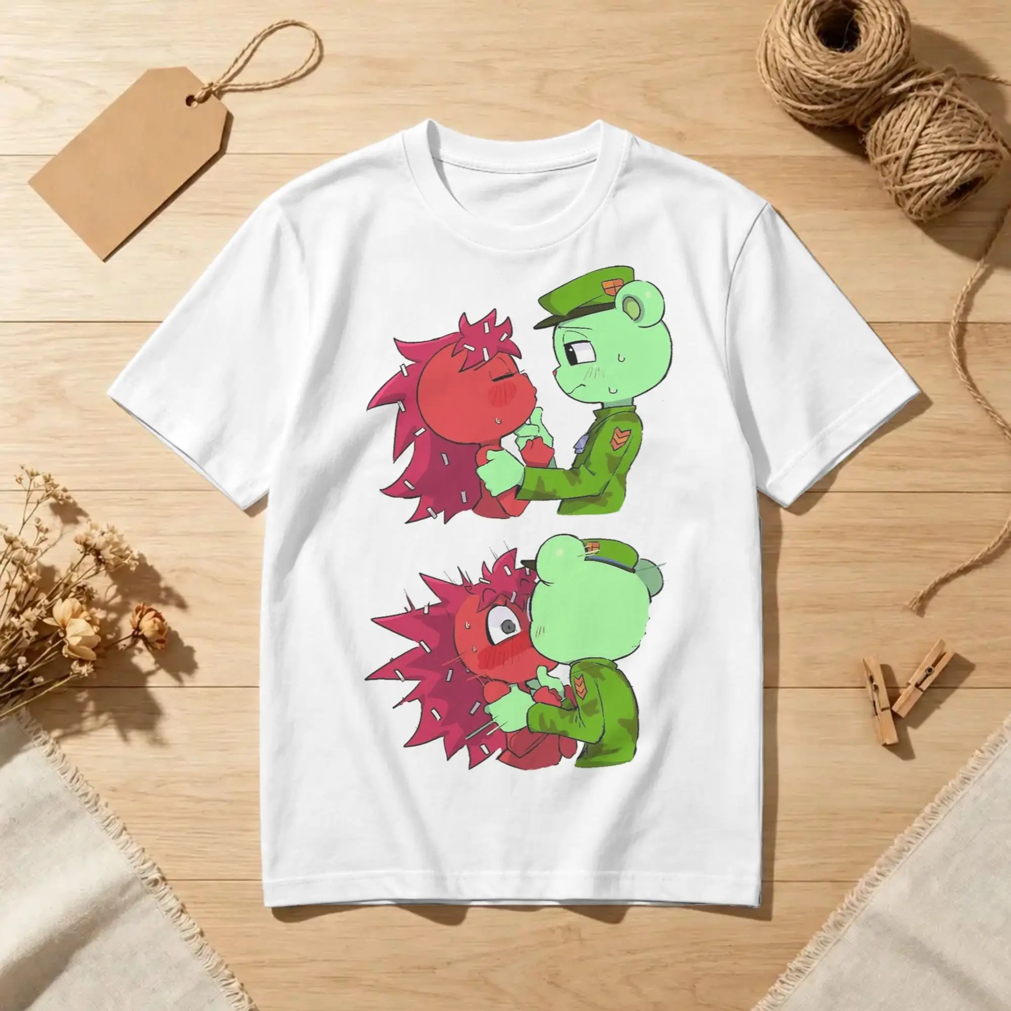 Men Women's T-Shirts Flaky - Happy Tree Friends Humor Cotton Tee Shirt Short Sleeve  T Shirt Round Collar Tops Gift