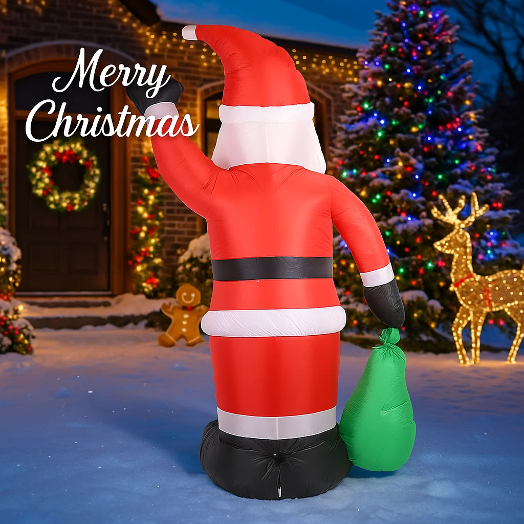 Sacchetto regalo di Babbo Natale giocattolo gonfiabile da 7,87 piedi con luci a LED Decorazione per feste da giardino di Natale Forniture per la casa di Natale Ornamento regalo
