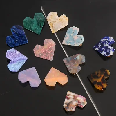 Cute Acrylic Heart Hair Clips For Women Girls Acetic Crystal Barrette Stick Shiny Marble Hairpin Leopard Hair Styling Accessorie