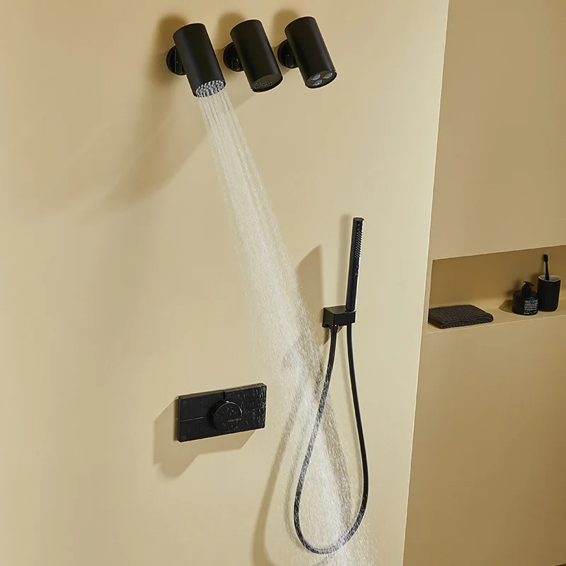 All copper concealed shower shower bathroom embedded hot and cold multi-function outlet shower set