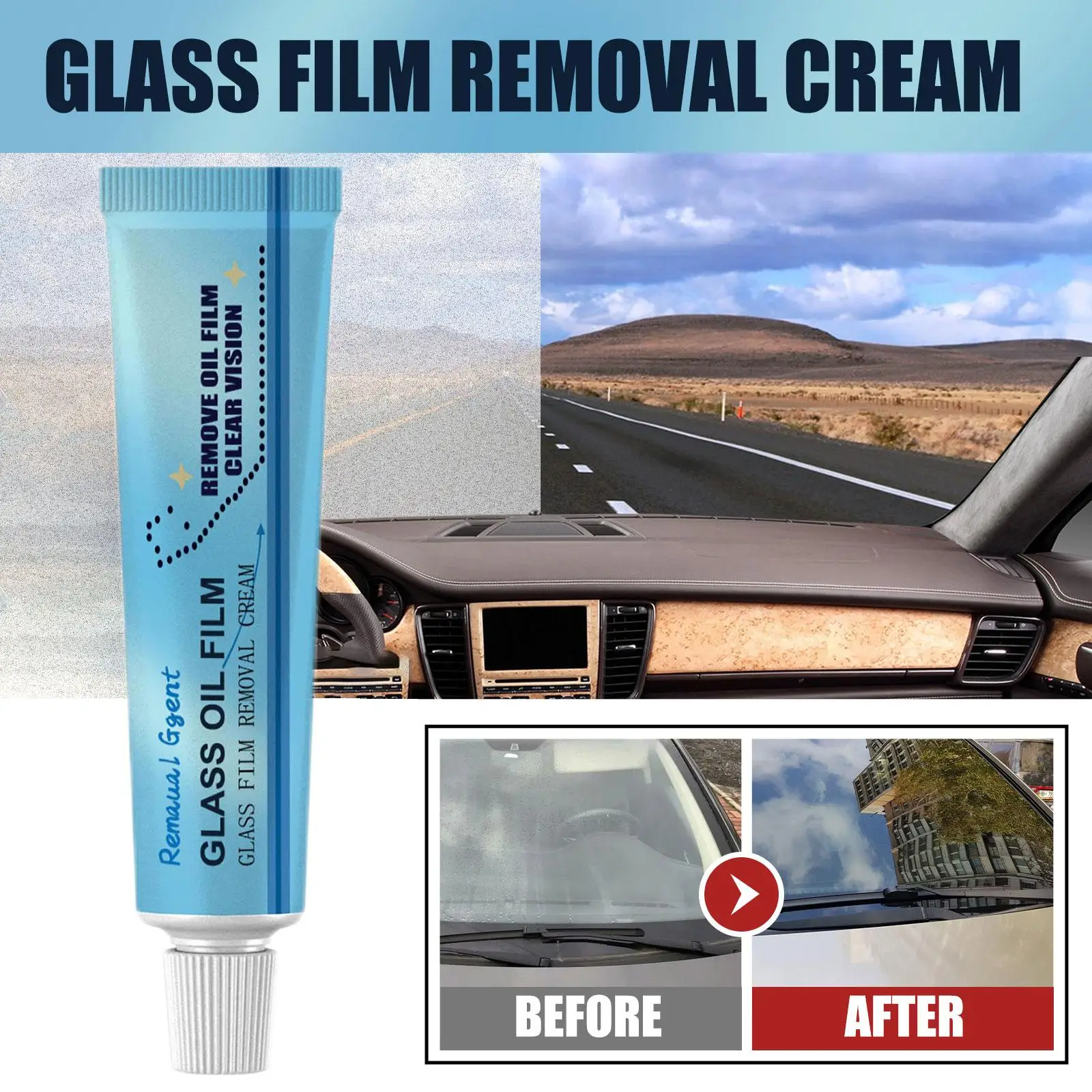 

1pcs Universal Car Glass Polishing Degreaser Cleaner Oil Film Clean Polish Paste For Bathroom Window Windshield Windscreen L8x4