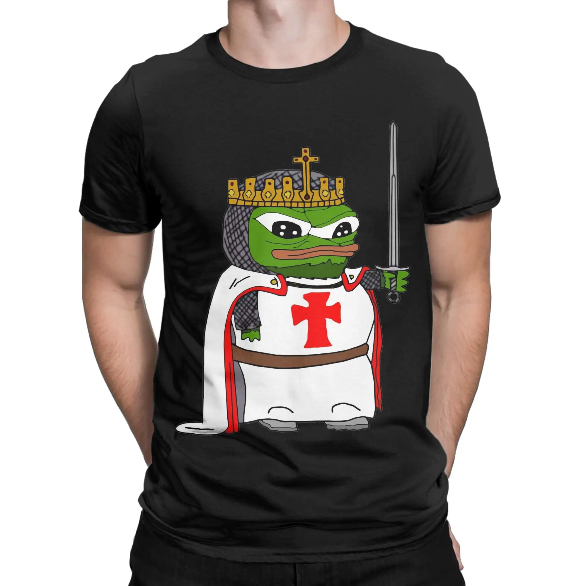 Pepe Knight's Templar Apu T Shirts Men 100% Cotton Humor T-Shirt O Neck  Tees Short Sleeve Tops Gift Idea