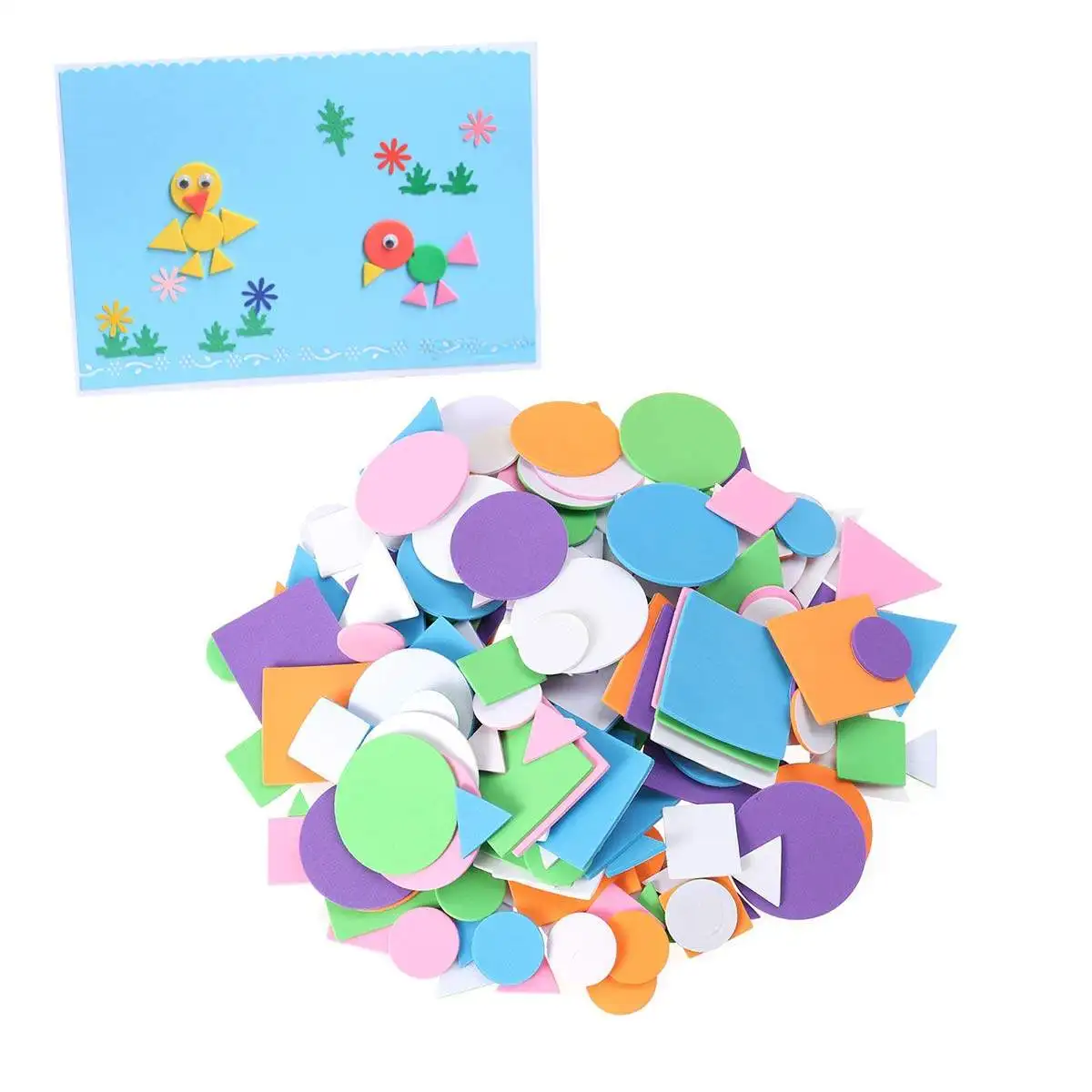 

1250Pcs Eva Self Adhesive Sponge Stickers Geometric Shapes Colorful DIY Kids Classroom Craft Number Letter Recognition