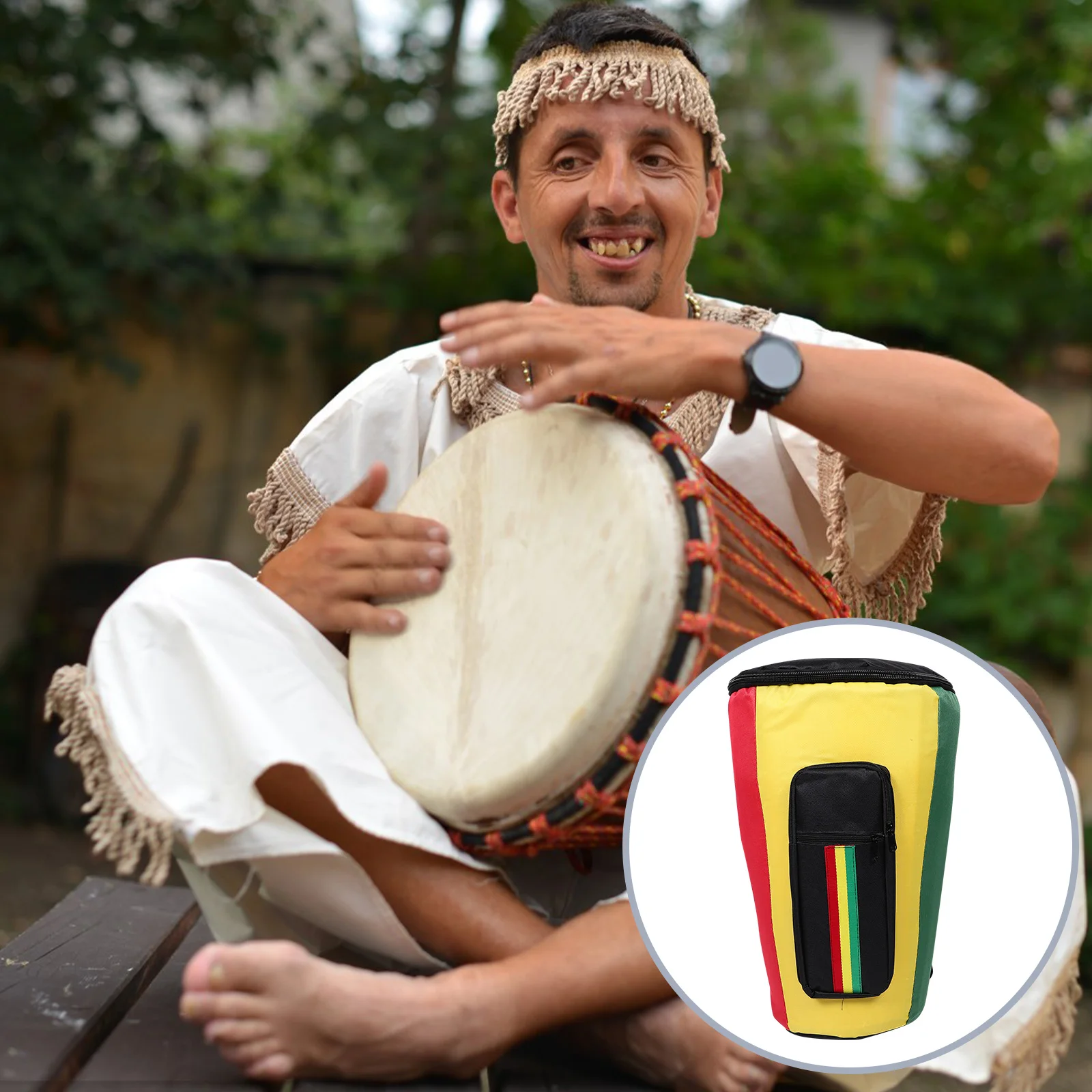 

Tambourine Bag African Drum Backpack Protective Djembe Cover Shoulder Rain Cloth