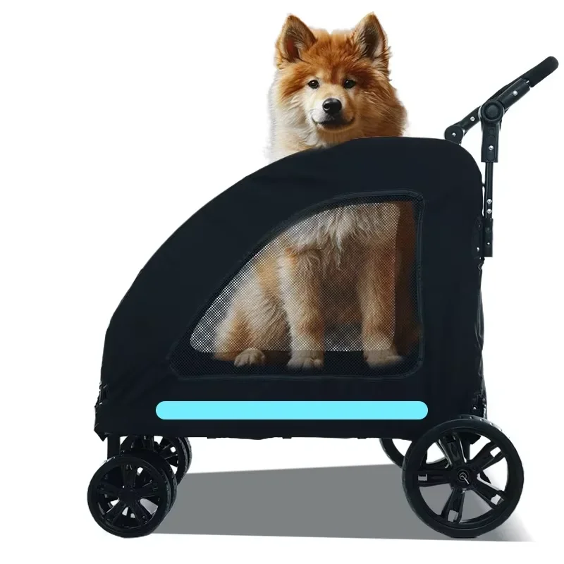 Wholesale Cheap Medium Large Pet Strollers Luxury Travel Dogs Trolley Folding Buggy 4 Wheels Detachable Twin Dog Stroller