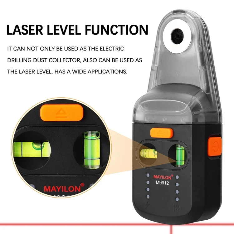 MAYILON M9912 Electric Drilling Dust Collector Laser Level Meter IP54 Anti Water Wall Suction Vacuum Drilling Operation