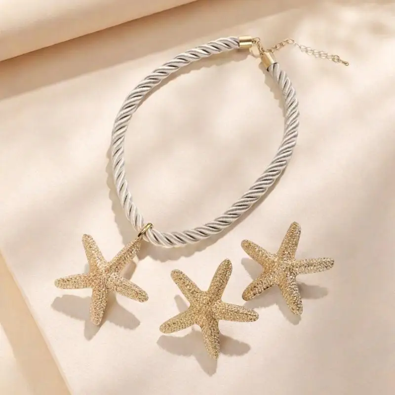 بوهو الملونة قطرة الزيت المعدنية الكبيرة نجم البحر قلادة حبل قلادة سلاسل للنساء الصيف مجموعة مجوهرات الأزياء الهدايا