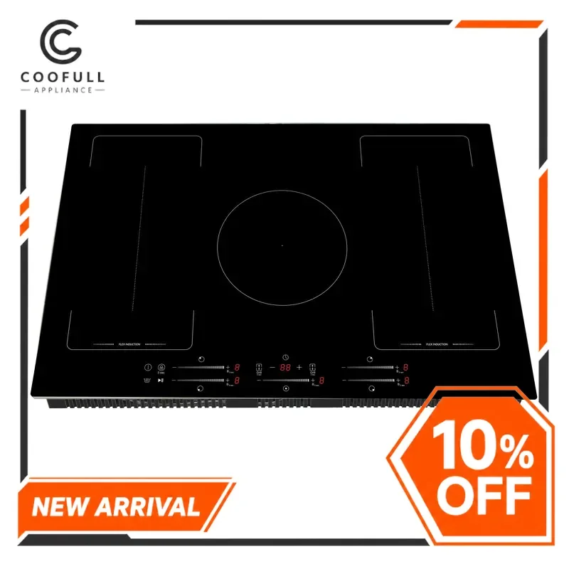 for Premium Line Free Zone 5 Burner Induction Cooktop Built In Electric Hob Kitchen Appliance Glass Ceramic Stove for Home