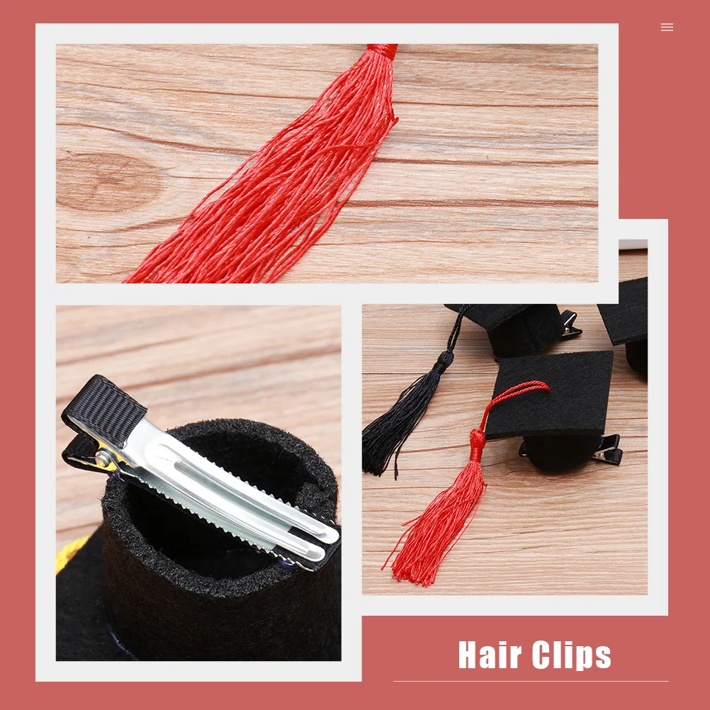 

2 Pcs Doctor Hat Hairpin Clips Graduation Cap for Men Crafts Caps Felt Cloth Hats Accessory Woman Prop
