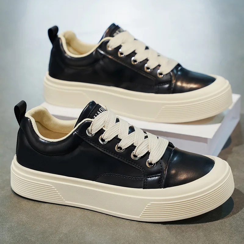 

Мужские массивные кроссовки, весна 2026, модная однотонная повседневная спортивная обувь на шнуровке, уличная удобная нескользящая универсальная обувь на плоской подошве