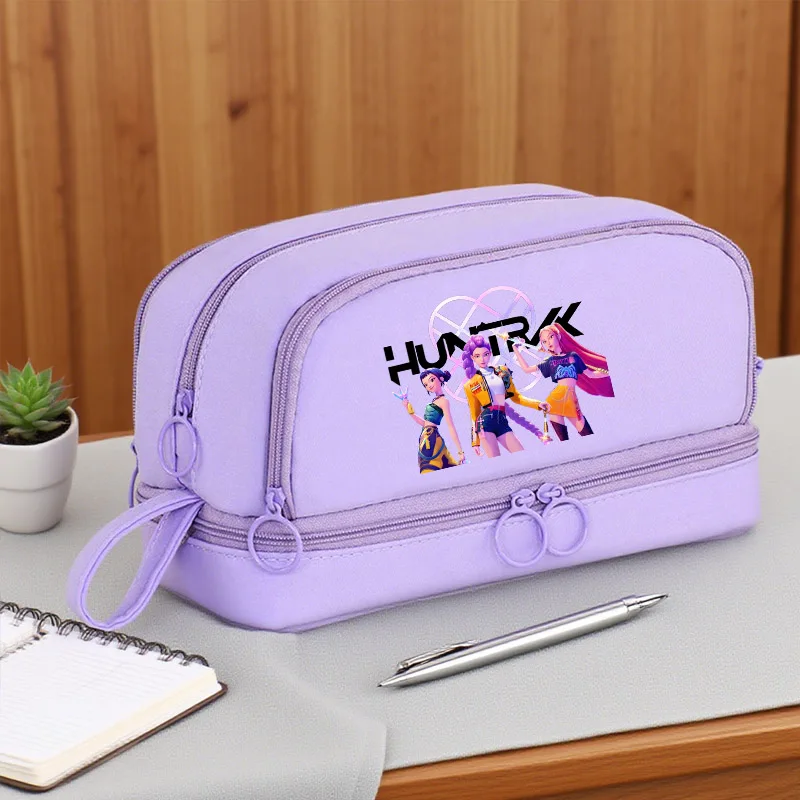 

KPop Demon Hunters Pencil Bag Girls Fashion Pencil Pouch Cartoon Student Storage Bag Stationery Kid Students School Supplie Gift