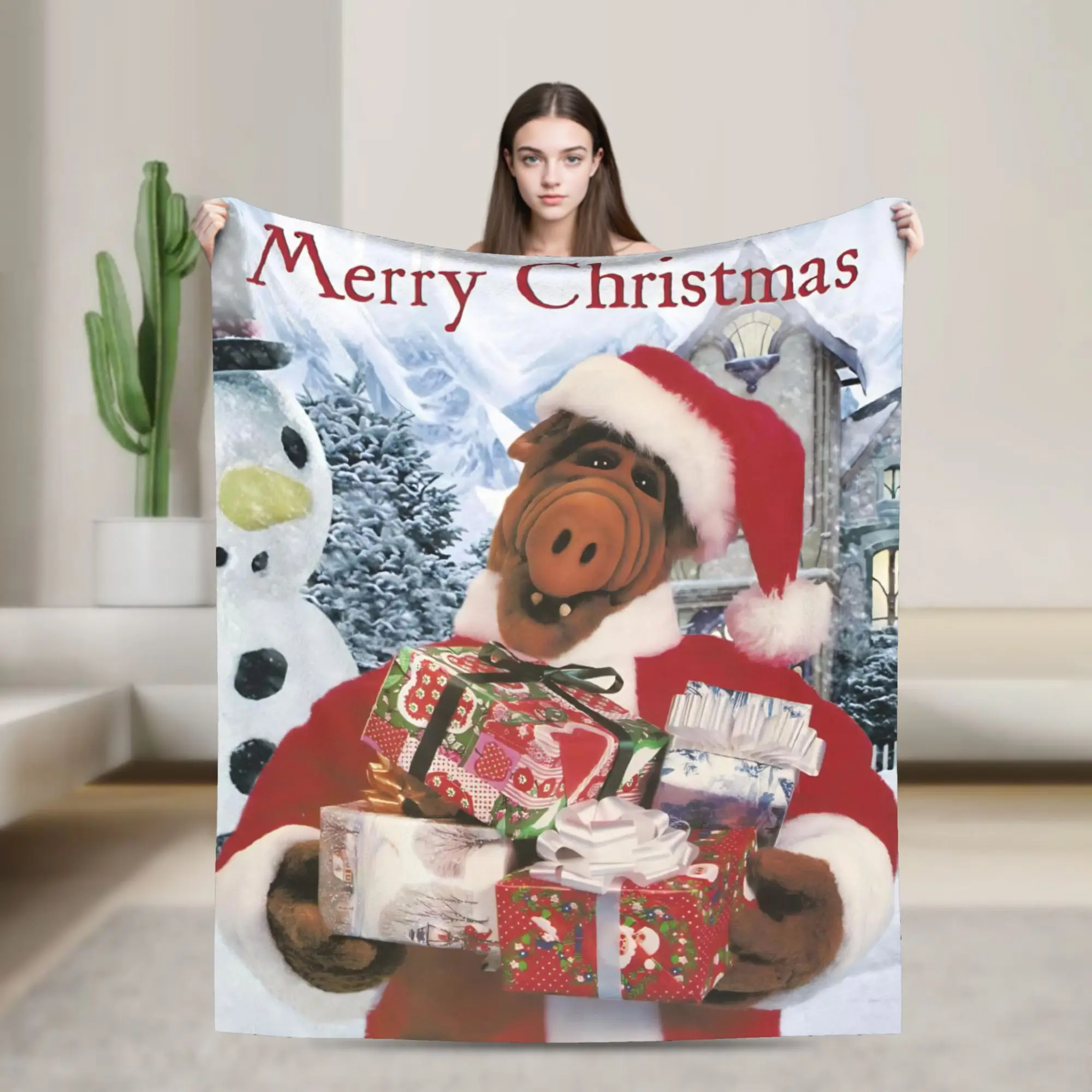 Alf  Alien Life Form Comedy  Fleece Blanket Christmas Custom Throw Blanket for Home Hotel Sofa  125*100cm Plush Thin Quilt