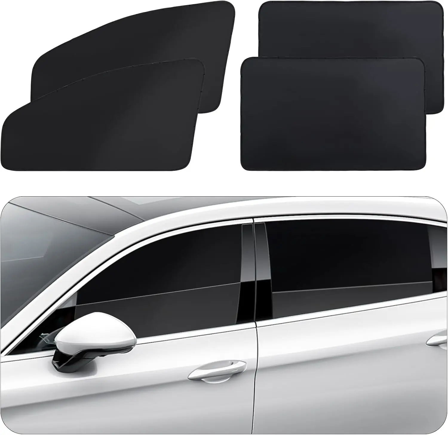 

Комплект из 4 магнитных шторок для автомобильных окон: защита от солнца и обеспечение приватности для детей, сна и кемпинга