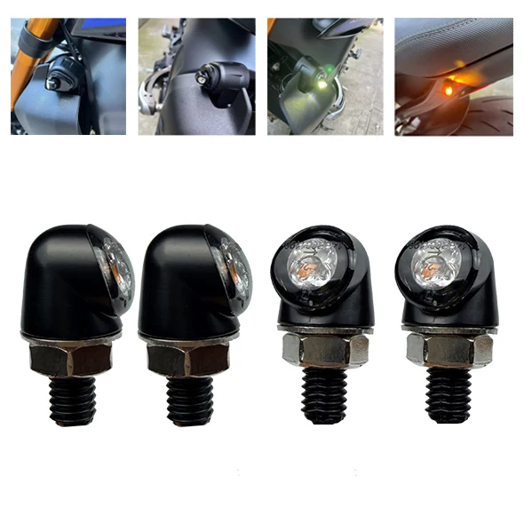 8mm Super Mini E marked Led Turn Signal Light Motorcycle Indicators Dual Color Amber  Lamp Red Taillight Black