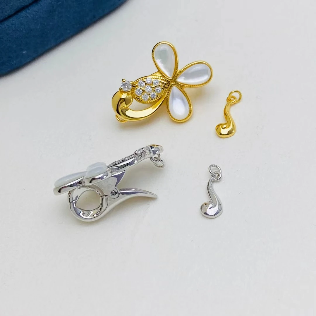 Wholesale DIY Flower Shape 925 Sterling Silver Necklace Bracelet Clasp Hook Jewelry Accessories for 5-6mm Pearls 5pcs/lot